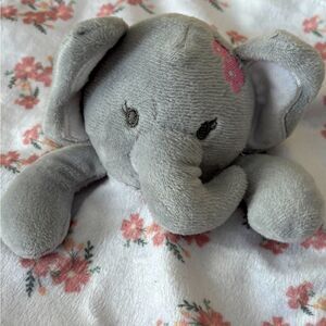 Modern Baby Elephant Lovey Pink and Gray Modern Snuggle Baby Toy Rattle Teether